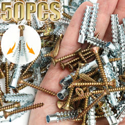 50-10Pcs Metal Expansion Pipe Column Concrete Anchor Wall Plug Gold High Quality Good Elasticity Expansion Bolt Home Improvement