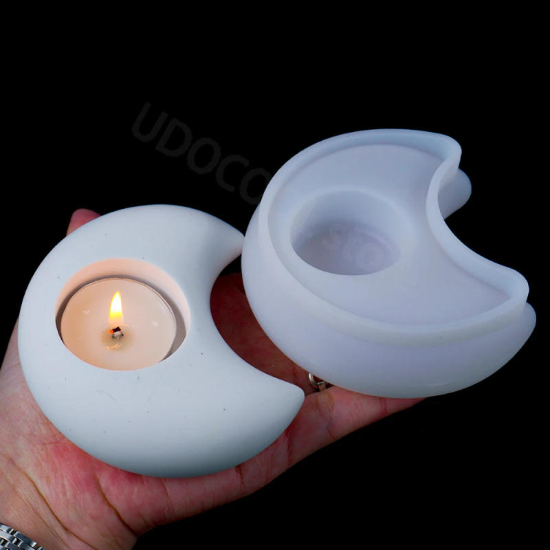 Description Picture 5 of item3D Candlestick Concrete Silicone Mold Star Moon Heart Shape Candle Holder Ornaments Cement Plaster Resin Craft Mould Home Decor