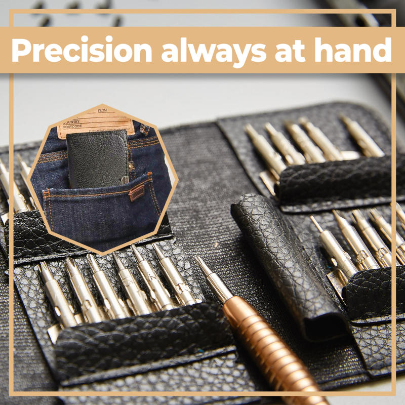 Description Picture 5 of itemPrecision Screwdriver Set 25-in-1 Mini Hand Tool with Leather Case for iPhone, MacBook, Laptop, Tablet, Game Console, Glasses PC