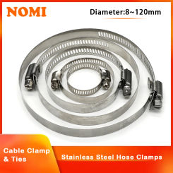 5/10pcs  Stainless Steel Drive 8mm~120mm Hose Clamps Adjustable Tri Gear Worm Fuel Tube Water Pipe Fixed Clip Spring Cramps