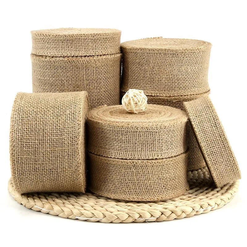 Description Picture 4 of item2M/Roll Natural Vintage Jute Ribbon Bow Crafts Sewing DIY Wedding Jute Burlap Fabric Gift Wrapping Party Christmas Home Decor