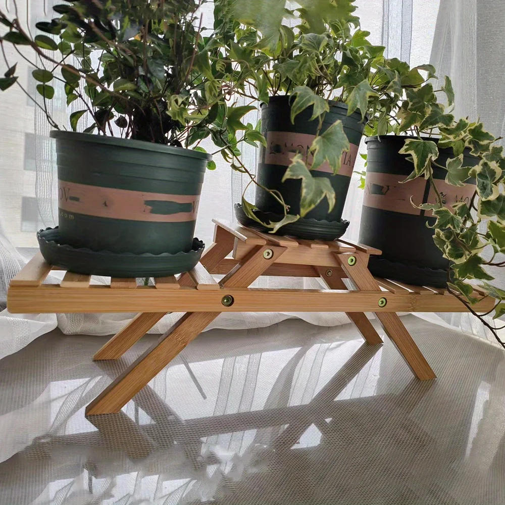 Description Picture 6 of itemBamboo Pot Trays for Multi-Level Indoor and Outdoor Flower Rack for Succulents and Potted Plants, Desk Plant Stand