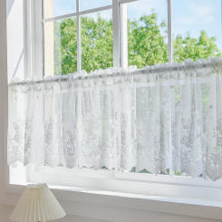 Tulle Window Drape Modern Lace Jacquard Window Curtain Valance Lace Hem Coffee Short Curtain for Cabinet Door Bedroom Home Decor