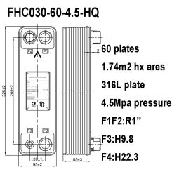 60 Plates 1.74m2 Brazed Plate Heat Exchanger, 316L Stainless Steel Customized Heat Exchanger
