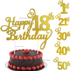 Happy Birthday Golden Cake Decoration 1 18 21 30 40 50 Year Birthday Cake Topper Adult Party Baking Dessert Decor Supplie