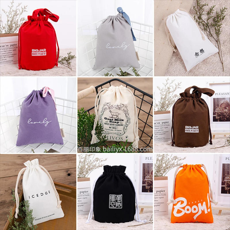 Description Picture 3 of itemDrawstring bag Color Jewelry bag Cotton Tote organizer Portable Handbags Canvas Grocery Shopping bag foldable Travel Storage Bag