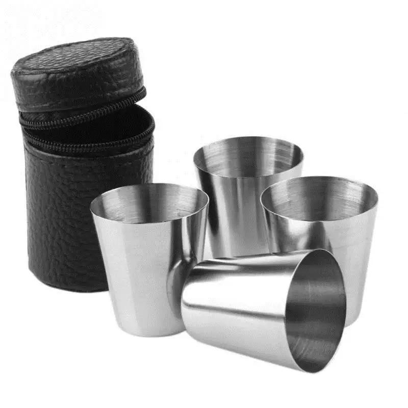 Description Picture 2 of item4/6pcs 30ml Mini Stainless Steel Cups Set Outdoor Practical Travel Shot Glasses For Whisky Wine With Case Portable Drinkware