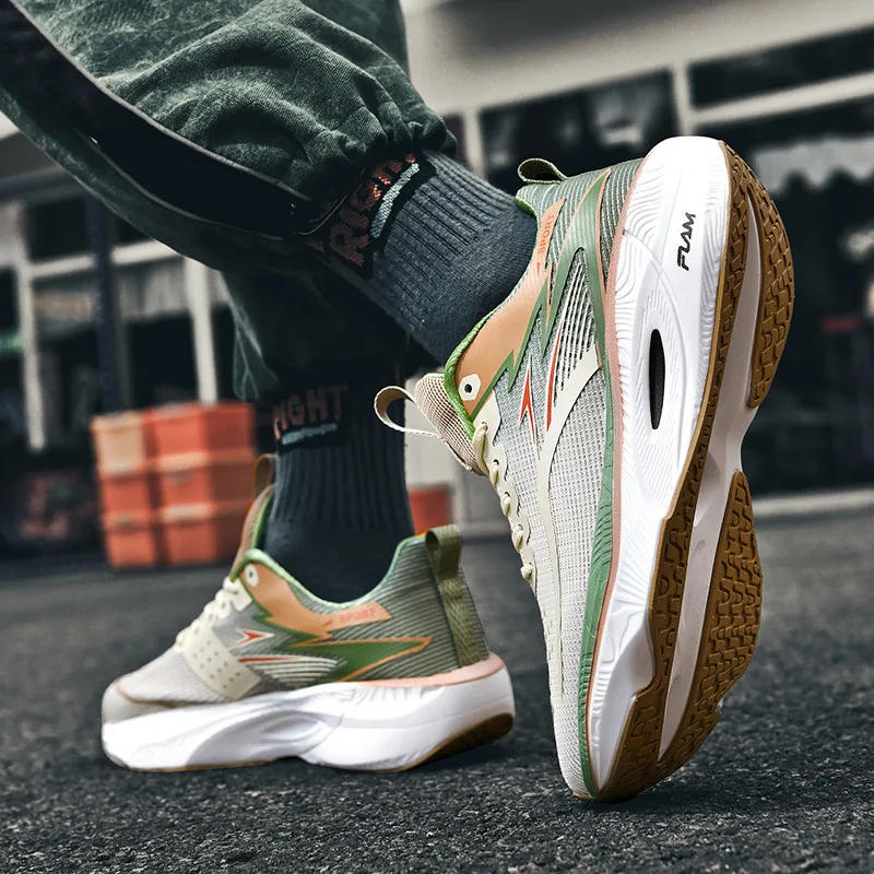 Description Picture 6 of itemMens Running Shoes Pro Training Mesh Breathable Flat Sneakers 2024 Trendy Couple Tennis Shoes for Men and Women Big Size