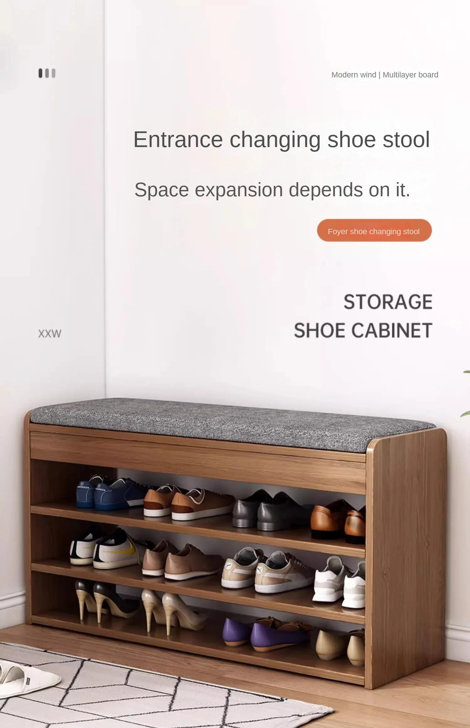 Description Picture 2 of itemShoe rack, shoe stool, doorstep, household indoor storage rack, dustproof storage shoe cabinet