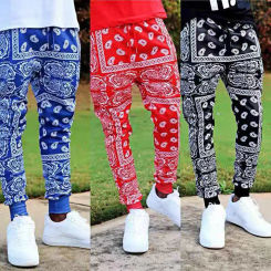 Running Pants  Cashew Flower Print   Slim Pants Full Length Mid Rise Trousers