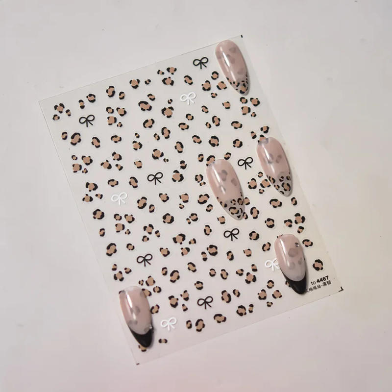 Description Picture 5 of item1pcs 3D Leopard Bow Love Nail Stickers Charming Bowknot Pearl Nail Art Decals Sliders Autumn Manicure Decorations Nail Supplies