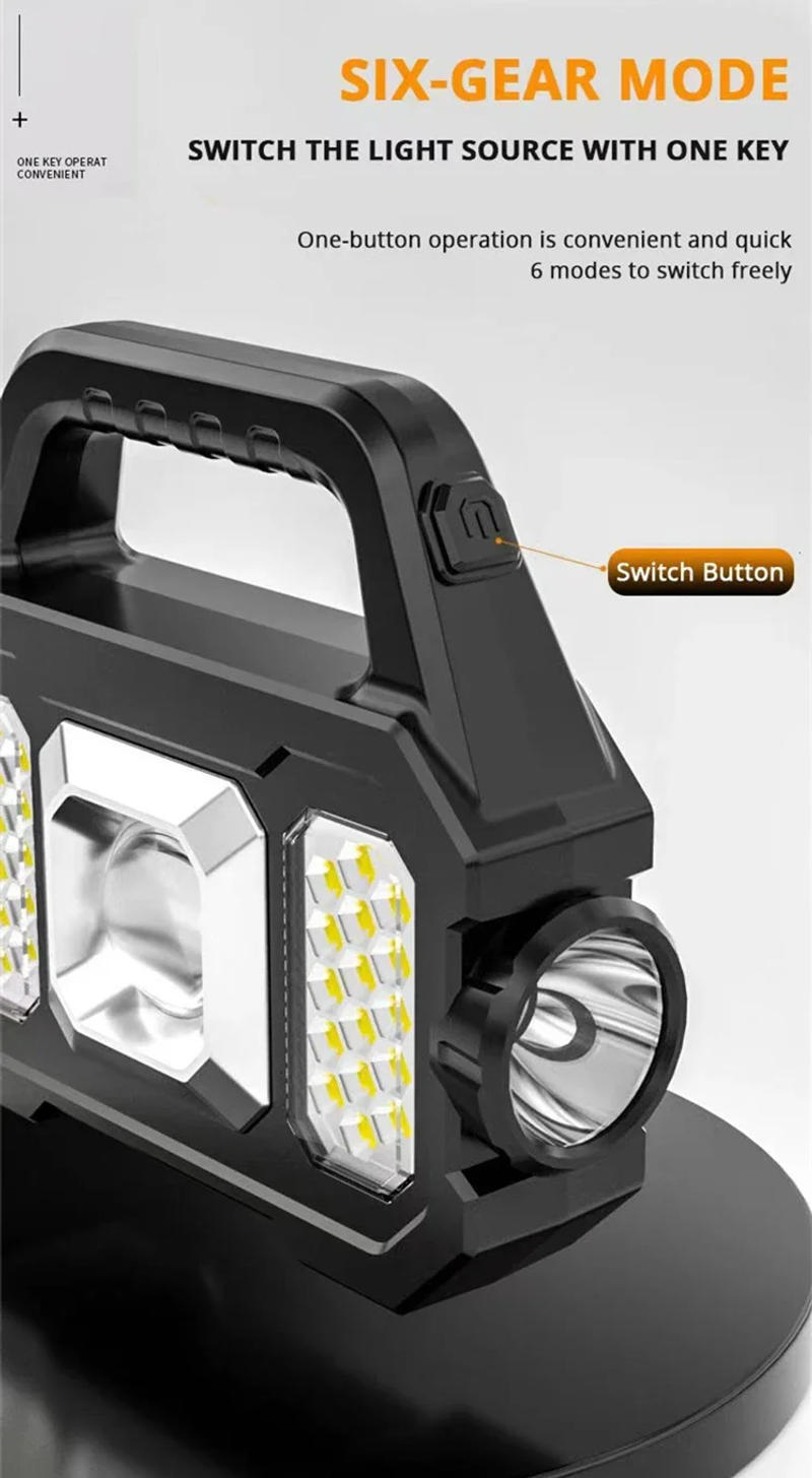 Description Picture 5 of itemPowerful Dual Light Source Flashlight USB Rechargeable Lantern 6 Modes Portable Solar Work Lights Outdoor Camping Handheld Torch