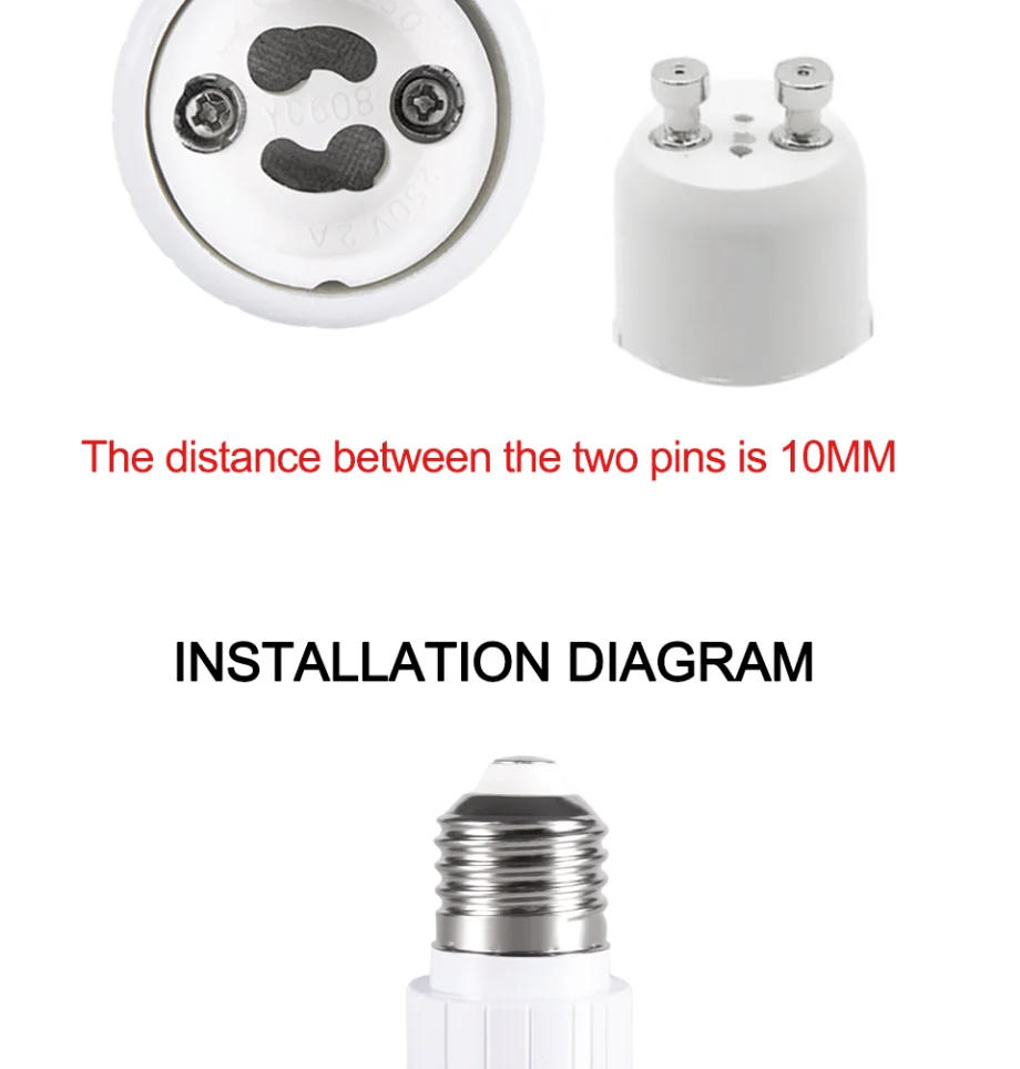 Description Picture 6 of itemE27 to GU10 Adapter LED Bulb Socket Standard E27 Interface Fireproof Material Suitable For LED Plant Light Cup Halogen Lamp