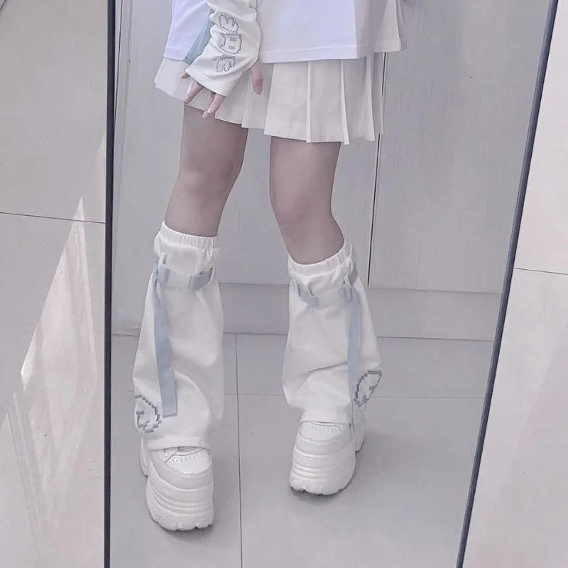 Description Picture 4 of itemJapanese Harajuku Style Girls Sock Sweet White Print Leg Warmer Jk Casual All Match Socks Lolita Cute Foot Y2k Legwarmers