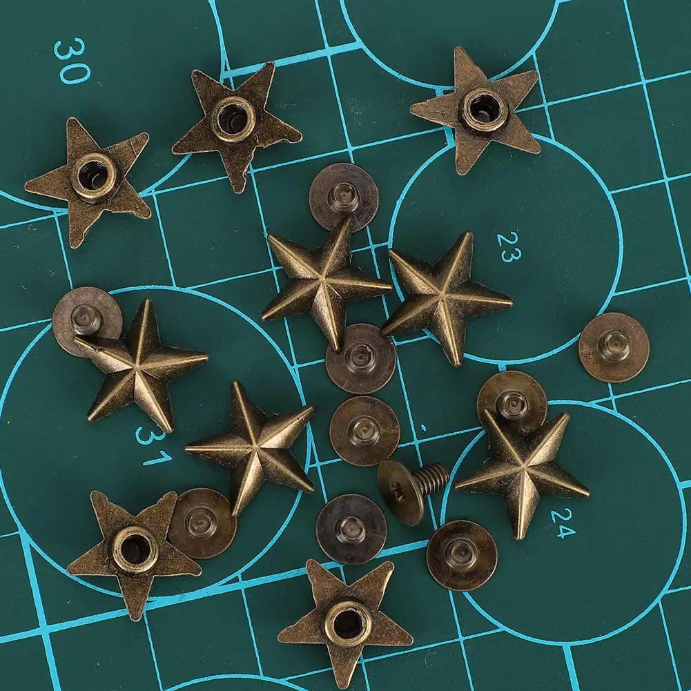 Description Picture 2 of item10pcs Metal Star Studs Screw Rivets for DIY Clothes Belt Shoes Purse Leathercraft Decoration Accessories