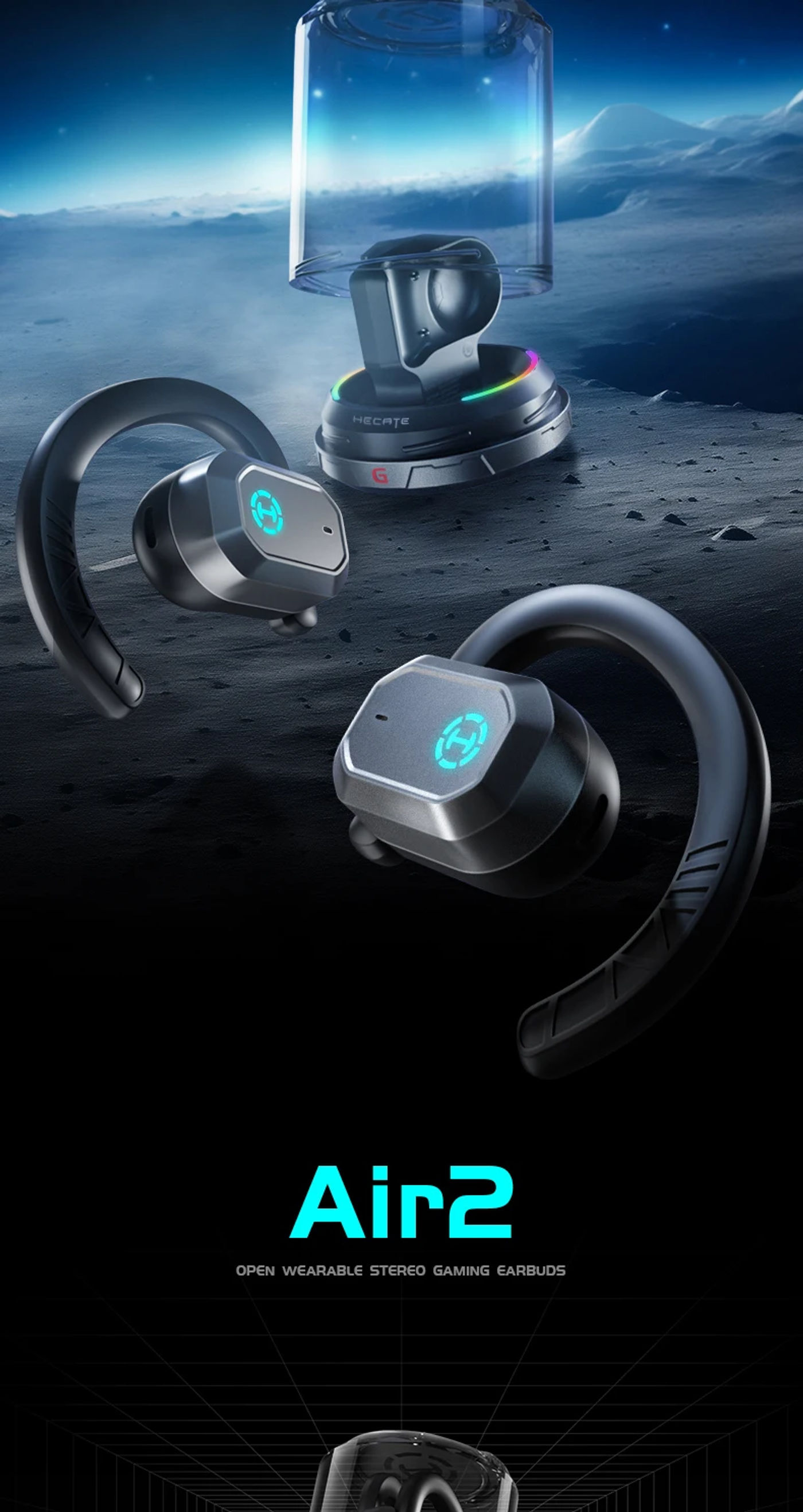 Description Picture 3 of itemEdifier Air 2 Open Ear Earphones Wireless Bluetooth Earbuds HECATE Gaming Headphones Low Latency Game Modes Bluetooth 5.3