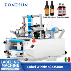ZONESUN Round Bottle Double Side Labeling Machine Semi Automatic Label Sticker Dispenser Vinegar Wine Beer Cans Water ZS-TB190