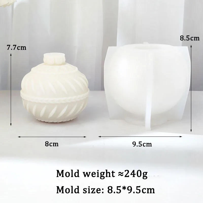 Description Picture 6 of itemLine Striped Lantern Ball Candle Silicone Mold Handmade Sphere Craft Scented Candle Gypsum Soap Resin Mould New Year Decor Gifts