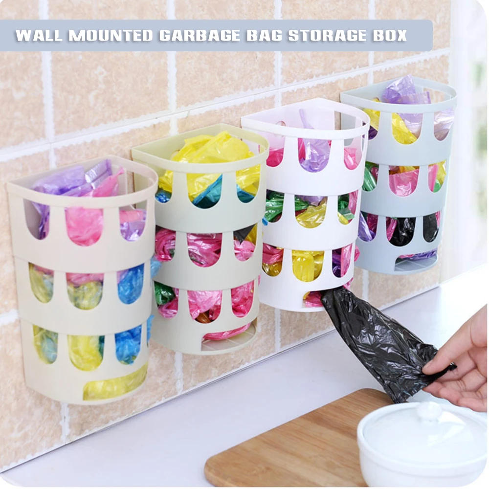 Description Picture 4 of itemNewest Hanging Storage Bag Plastic Bag Holder Wall-Mounted Grocery Bag Dispenser Practical Clutter Boxes Garbage Bag Organizer