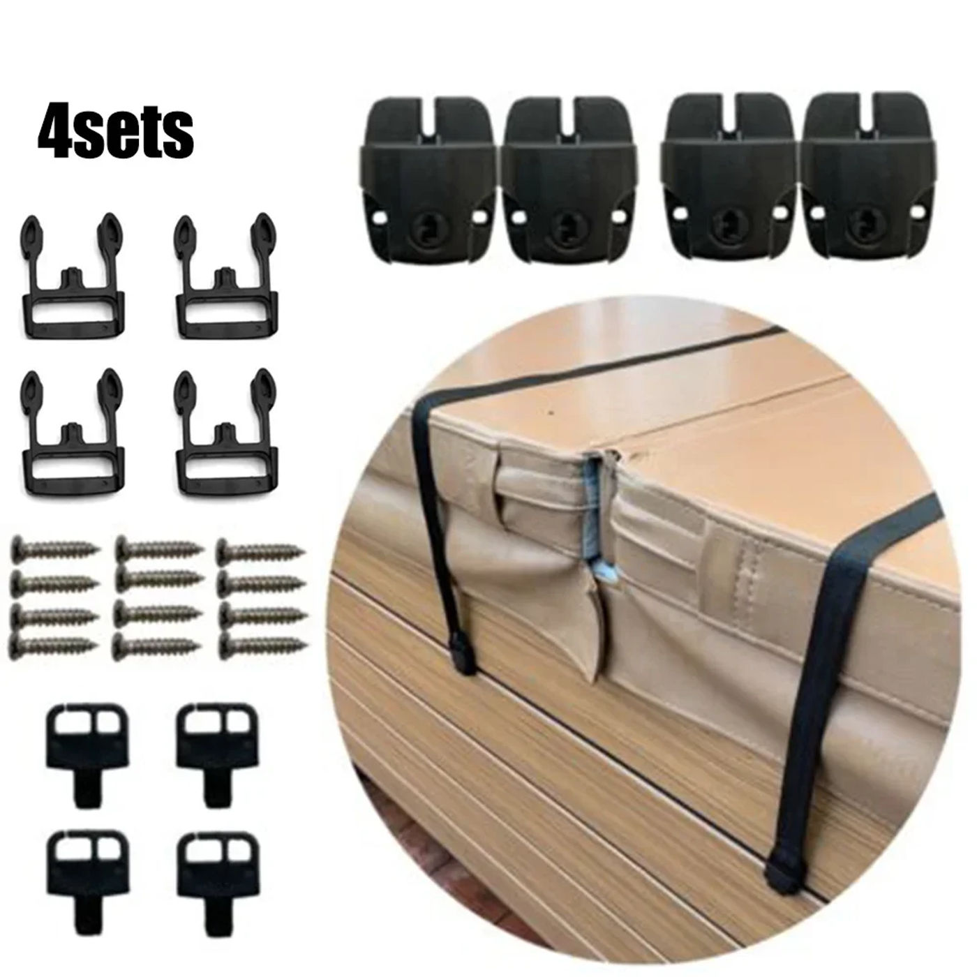 Description Picture 2 of item4 Set Spa Cover Broken Latch Repair Kit Clip Sl* Suit For 1inch Wide Straps    Description:    *Material: Plasti