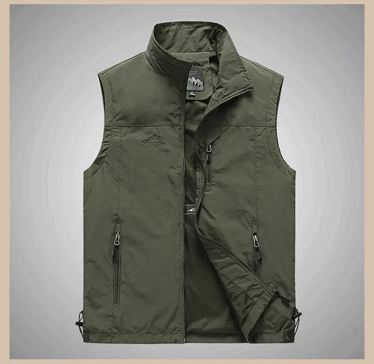 Description Picture 5 of itemAutumn Men Waistcoat Outdoor Leisure Solid Sleeveless Jacket Young Middle-aged Photography Fishing Casual Vest Male summer