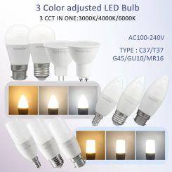 6pcs LED light Bulb Colour Changing Light CCT(3000K 4000K 6000K) E27 B22 E14 GU10 GU5.3 Base spotlight for home living room