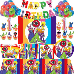 Rainbow Friends Table Decoration And Accessories Disposable Birthday Party Decorations Tablecloth Backdrop for Kids Baby Shower