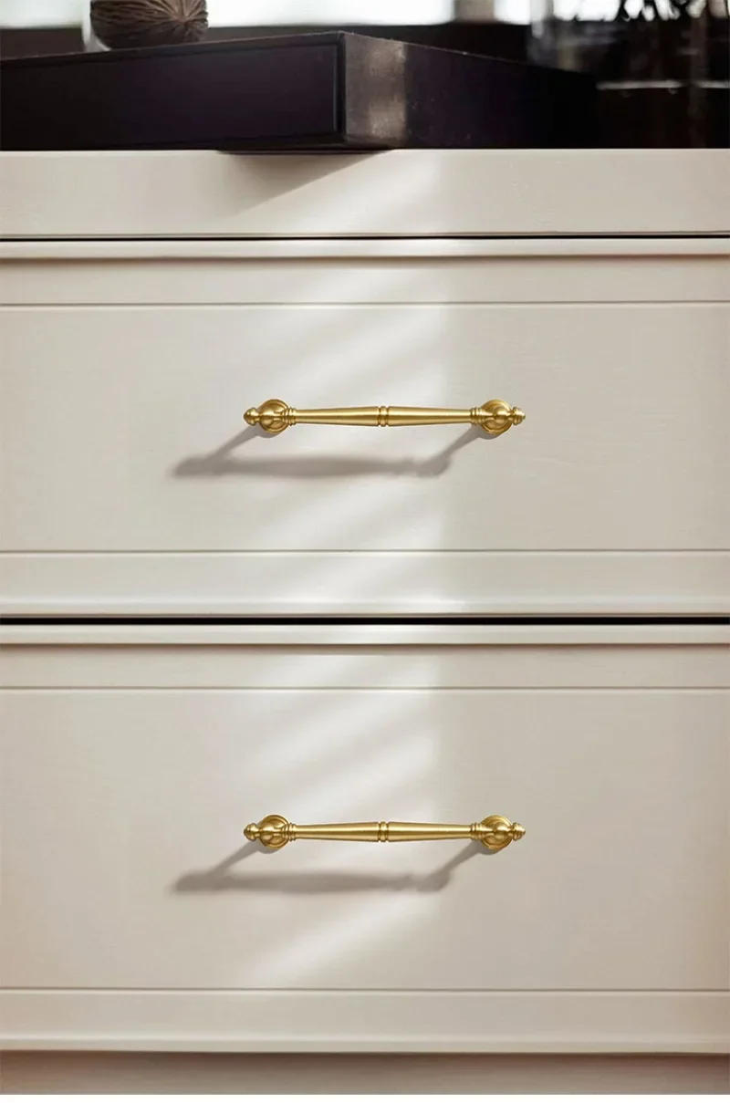 Description Picture 6 of itemBrass Furniture Handles Gold Drawers Knobs European Kitchen Cabinets Pulls All Copper Wardrobes Door Handles Furniture Hardware