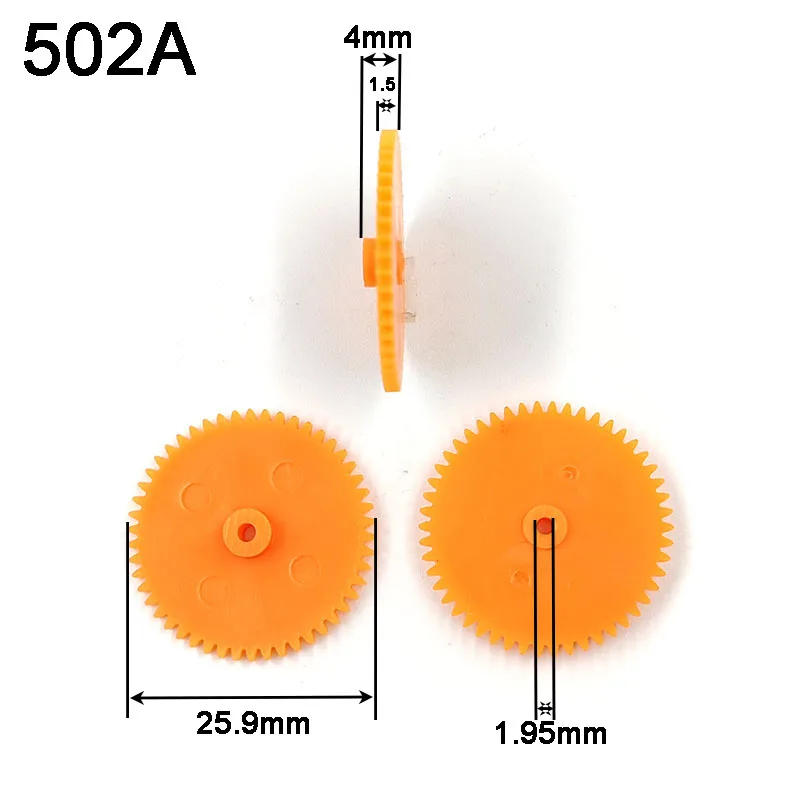 Description Picture 2 of item50T 0.5M Soft Plastic Gear Orange 50 Teeth OD=26mm DIY Toy Power Transmission Pinion Parts 502A