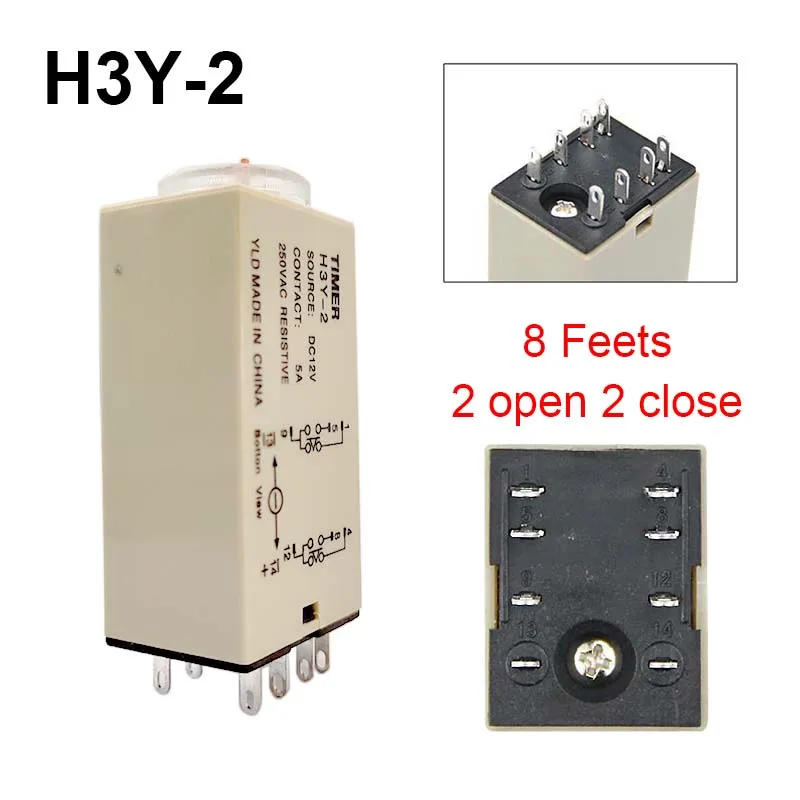 Description Picture 3 of item1 PC DC12V 24V H3Y-2 Time Relay 8Pin Power-on Delay Rotary Knob 5S/10S/30S/60S/3M/5M/10M/30M Timer DPDT Timing