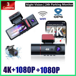 UHD 4K 3840X2160P  Dash Cam Lens Driving DVR Lens Camera Built-In WiFi  GPS 24-Hour Parking Monitoring Black Box