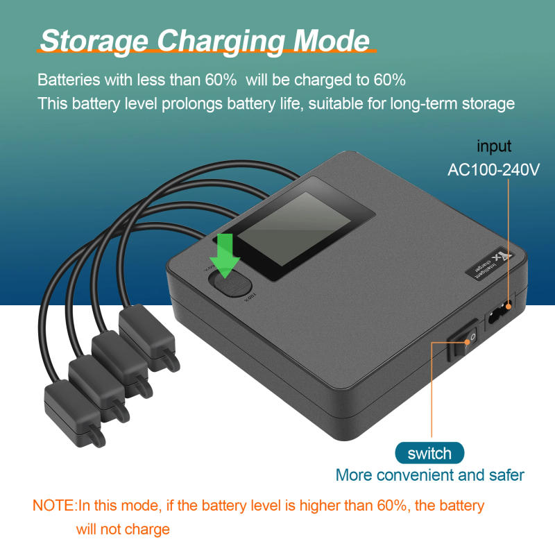 Description Picture 5 of itemFor DJI Avata 2 Quad Colour Screen Digital Display Charger Multi-Function Battery Charger Drone Accessories