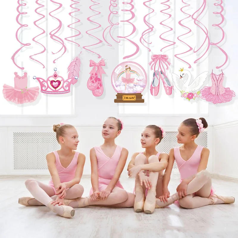 Description Picture 5 of itemBallet Swan Dance Party Disposable Tableware Set Banner Paper Plates Napkin Cups Banner Photography Props Table Cloth Balloons