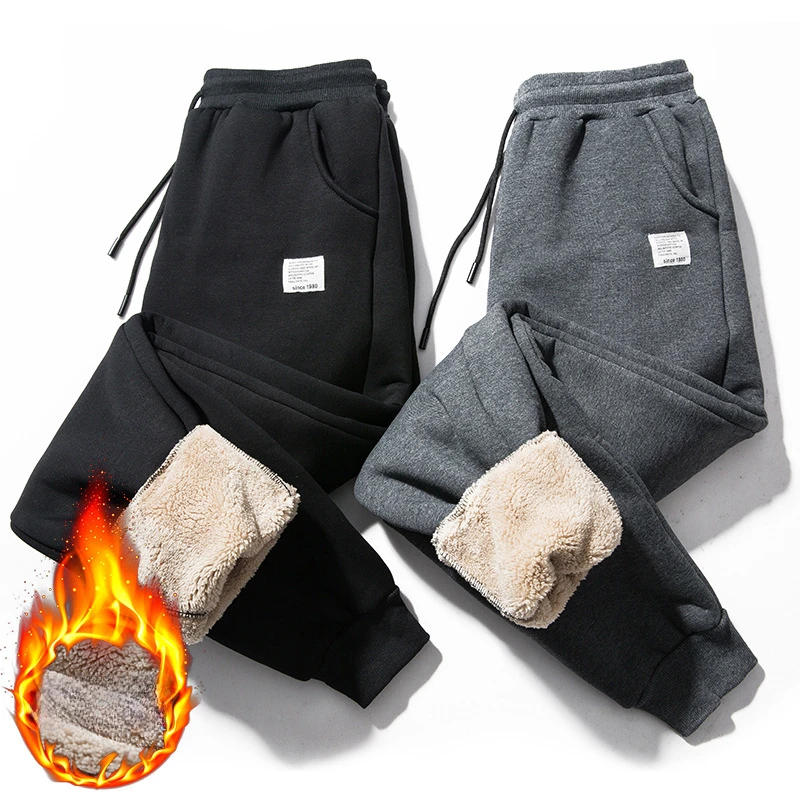 Description Picture 5 of itemAutumn and Winter Warm Thick Sweatpants Men Joggers New Casual Fleece Cotton Plush Pants Male Oversized Plus Size Trousers