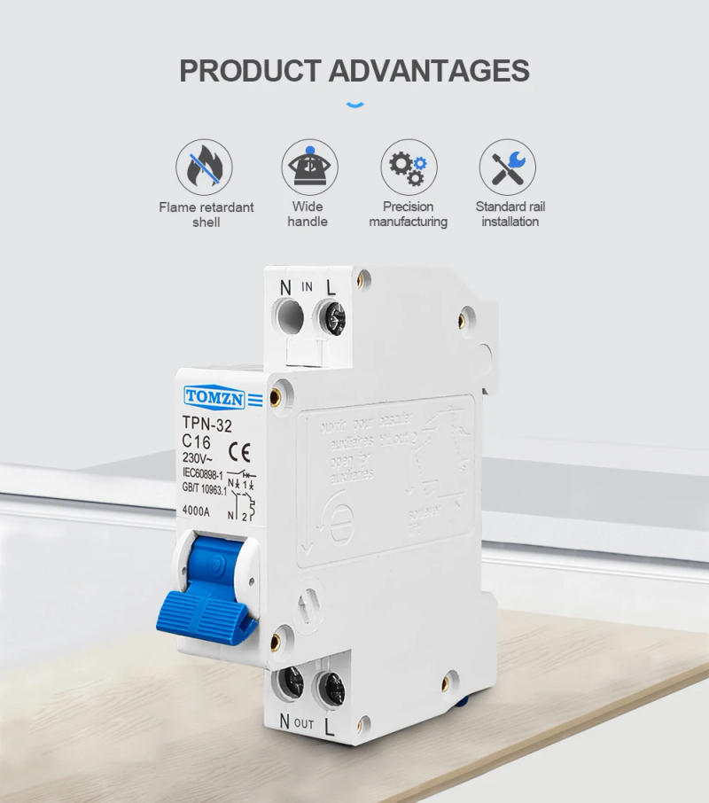 Description Picture 3 of itemTPN 1P+N Mini Circuit Breaker MCB 6A 10A 16A 20A 25A 32A Din Rail Mounting Miniature Household Air Switch