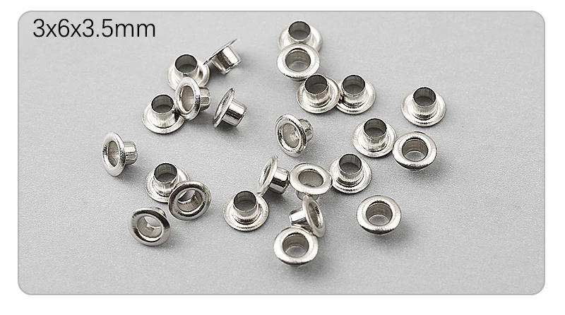 Description Picture 5 of item3-14mm 100Sets/pack Brass Eyelet Grommet Silvery Round Rings for DIY LeatherCraft Bags Shoes Clothing Belt Hat Tarp Accessories