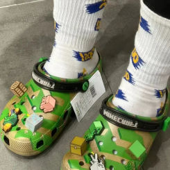 New bandai Cartoon anime Kawaii Children's Crocs shoes cute cos minecraft branded girl beach sandals student home slipper gift