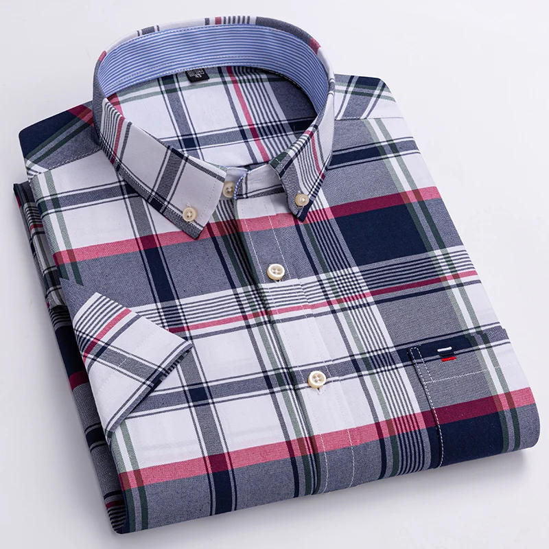 Description Picture 4 of itemPlaid Shirt 100% Cotton Shirts for Men Oxford Shirt Quality Oversized Long Sleeve Slim Fit Tops Clothing Large Size