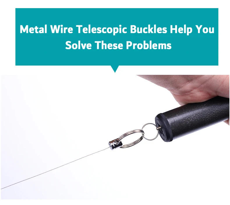 Description Picture 4 of itemPull Keyring Telescopic Wire Rope Burglar Key Holder Tactical Keychain Outdoor Fishing Camping Tool Automatic Key Ring with Clip