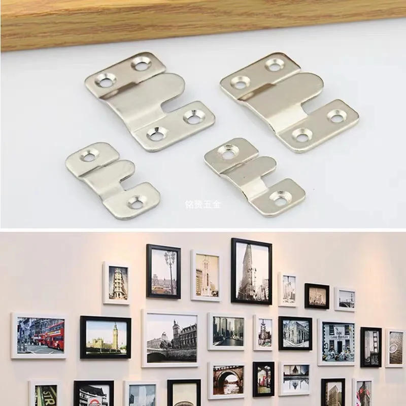 Description Picture 5 of item1pcs Stainless Steel Heavy Duty Picture Frame Hanger Photo Display Hooks Bed Interlocking Hanging Fasteners Furniture Connector