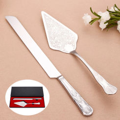 Gold Long Handle Stainless Steel Cake Knife Western Luxury Cake Shovel Royal Pizza Dessert Cake Tool Set Silver Kitchen Utensils
