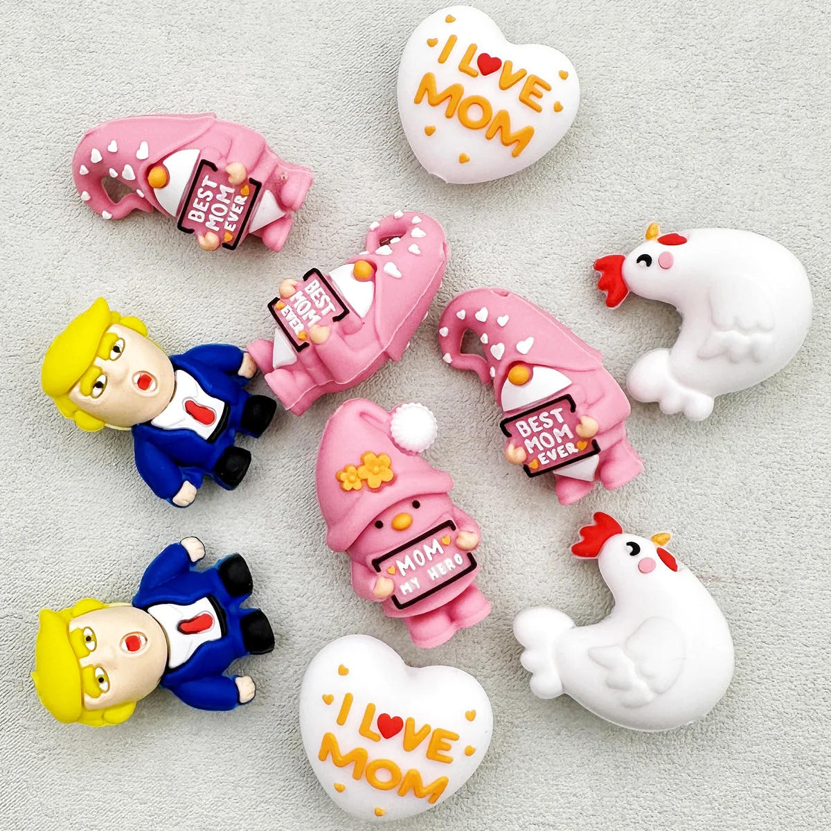 Description Picture 3 of item10PCS 3D Silicone Bead Mother's Day Team Beads Baby Pendant Toy DIY String Pen Beads Nipple Chain Jewelry Handmade Accessories