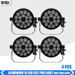 No Tax 4Pcs Aluminum Alloy DMX Flat Par Light 18x18w/18x12w RGBWA UV/RGBW 5in1/6in1/4in1 Lighting Equipment Stage Led Par Led
