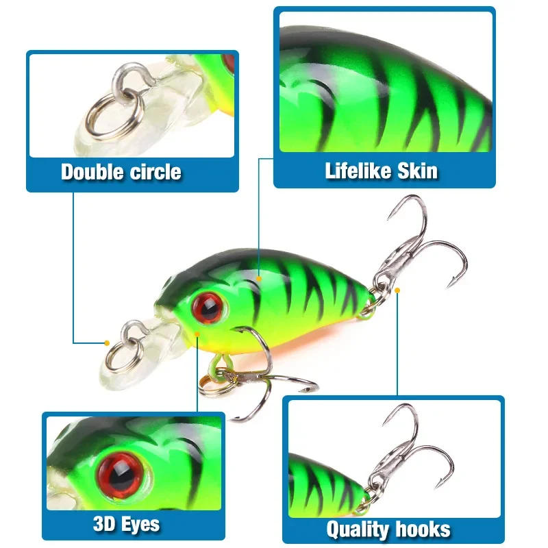 Description Picture 6 of item3.8g Minnow Fishing Lures Crank Bait Artificial Hard Bait Topwater Sea Fishing Wobblers Pike Perch Fishing Tackle Lifelike Skin
