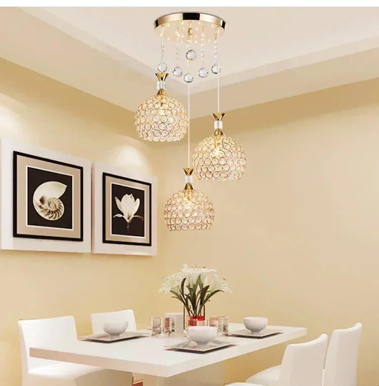 Description Picture 6 of itemDining room lamp Pendat Lamp three head led modern simple bar bedroom single head creative dining room crystal meal chandelier