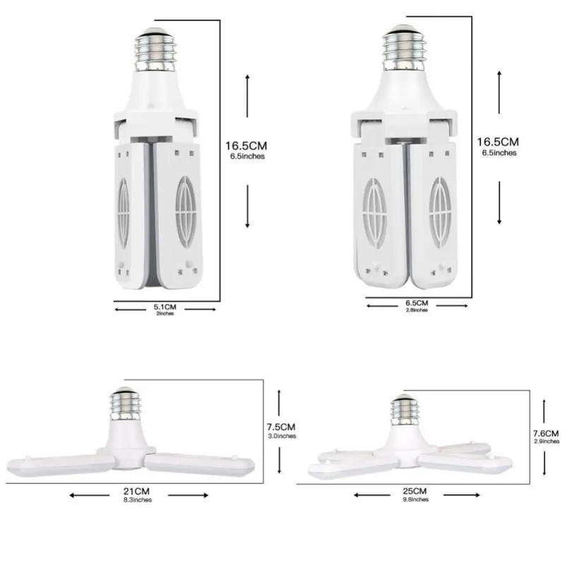 Description Picture 3 of itemFoldable LED Garage Light E27 85-265V Home Ceiling Lamps 3/4 Blade Angle Adjustable Lights Lamp Cold/Warm White 3000-6500K