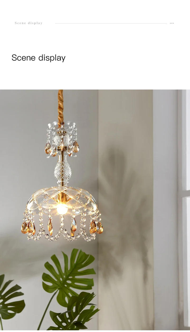 Description Picture 6 of itemFrench Creative Crystal Porch Corridor Small Chandelier American Rural Porch Entrance Bedside Light Luxury Home Decoration Lamps