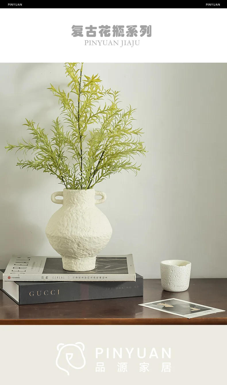 Description Picture 3 of itemIns-style Retro Ceramic Vase, Artistic Flower Vase, Living Room Flower Arrangement, Double-ear Pendant, Simple and Elegant Vase