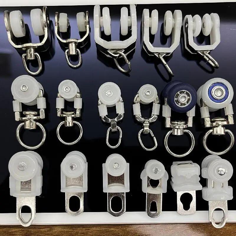 Description Picture 2 of item10pcs Curtain Track Pulley Plastic Stainless Steel Roller Nylon Wheel Window Hardware Accessories Bathroom Curtain Hook Wheel