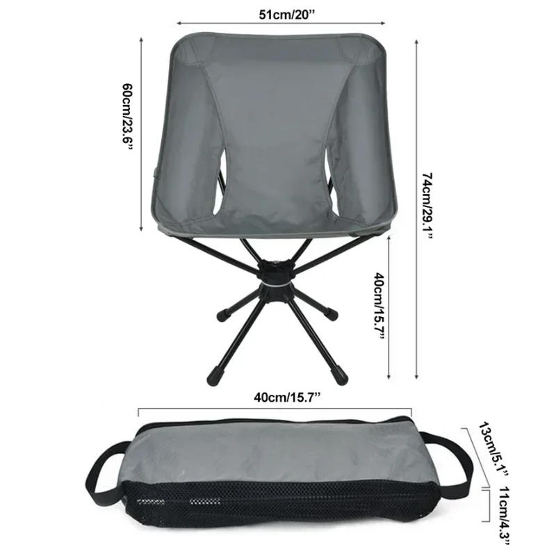 Description Picture 5 of itemTINSOL Portable Outdoor Detachable Swivel Chair Camping Folding Chair Backpacking Lightweight Seat with Fishing Tote Hiking Trip